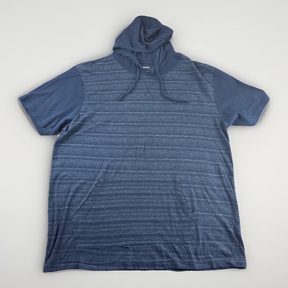 Overdrive Hoodie Men's XL Blue Short Sleeve Drawstring Sweatshirt Pullover READ